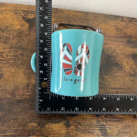 Life is Good Coffee Cup Mug | Diner Style | Flip Flops Sun Design | Turquoise - Picture 7 of 7